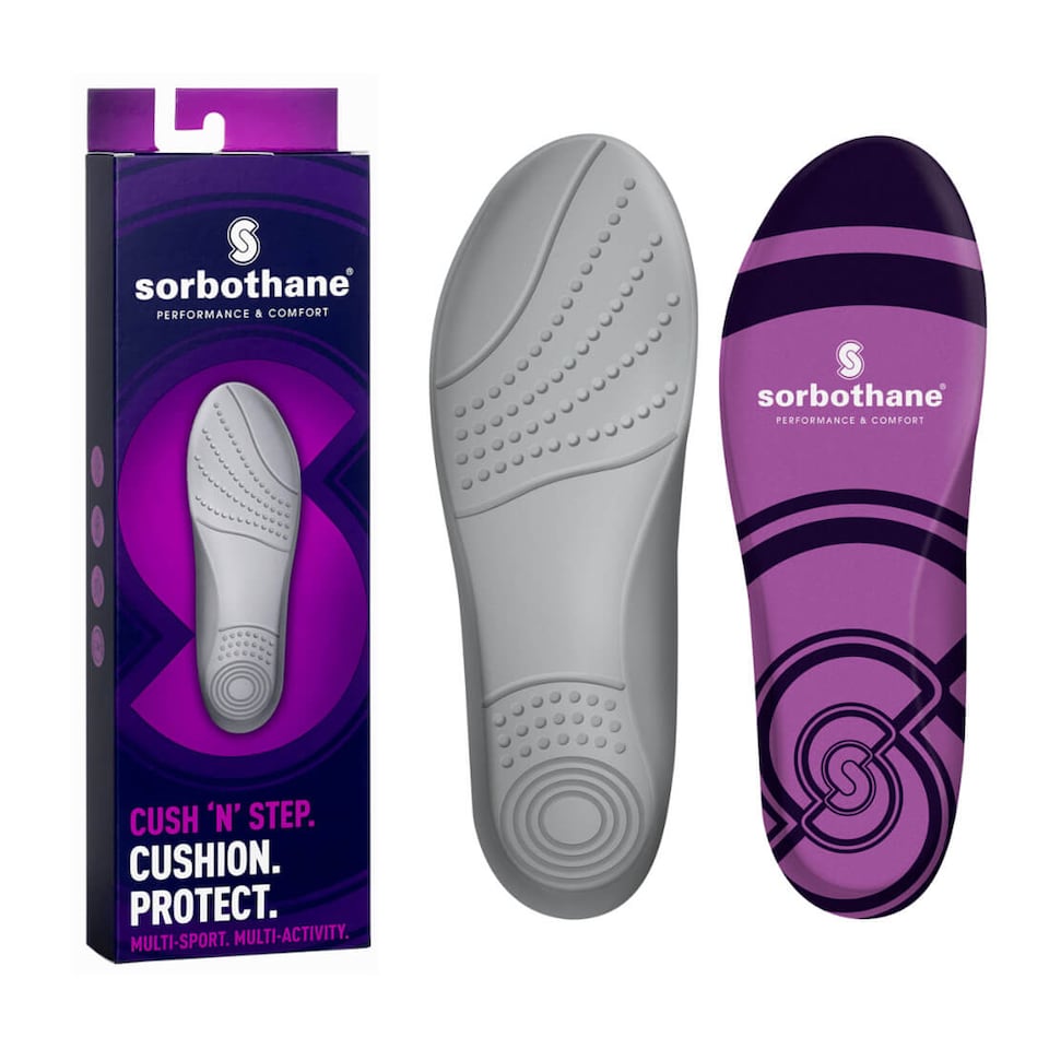 Sorbothane Cush N Step Insoles - Shock-Absorbing Replacement Insoles, Size 5-6.5 UK, Purple (Pair) | Purple | Purple | 5-6.5 UK