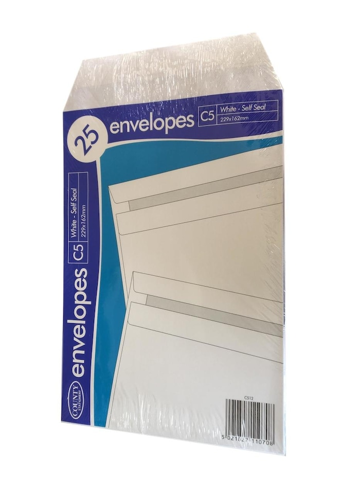 image 1 of Pack of 25 C5 White Self Seal Envelopes