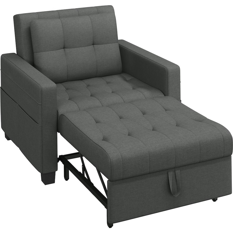 image 1 of Yaheetech 3-in-1 Tufted Sleep Bed with Adjustable Backrest Dark Grey