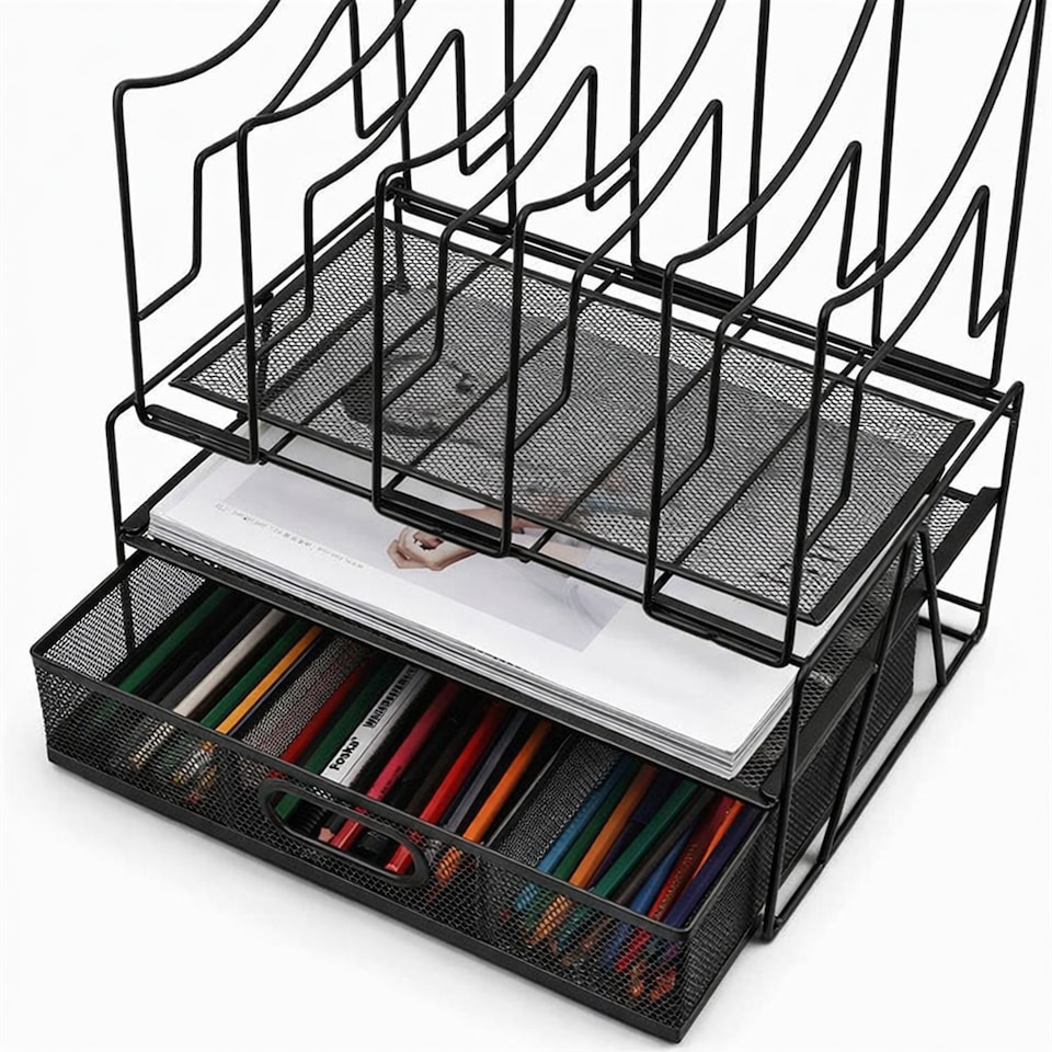 image 1 of Black Desk Storage Rack Drawer-style File Document Organizer