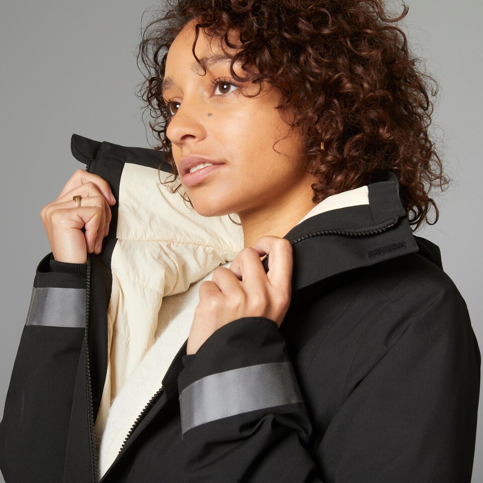 image 1 of Decathlon Women's City Cycling Night Visibility Warm Rain Jacket 540 - Black