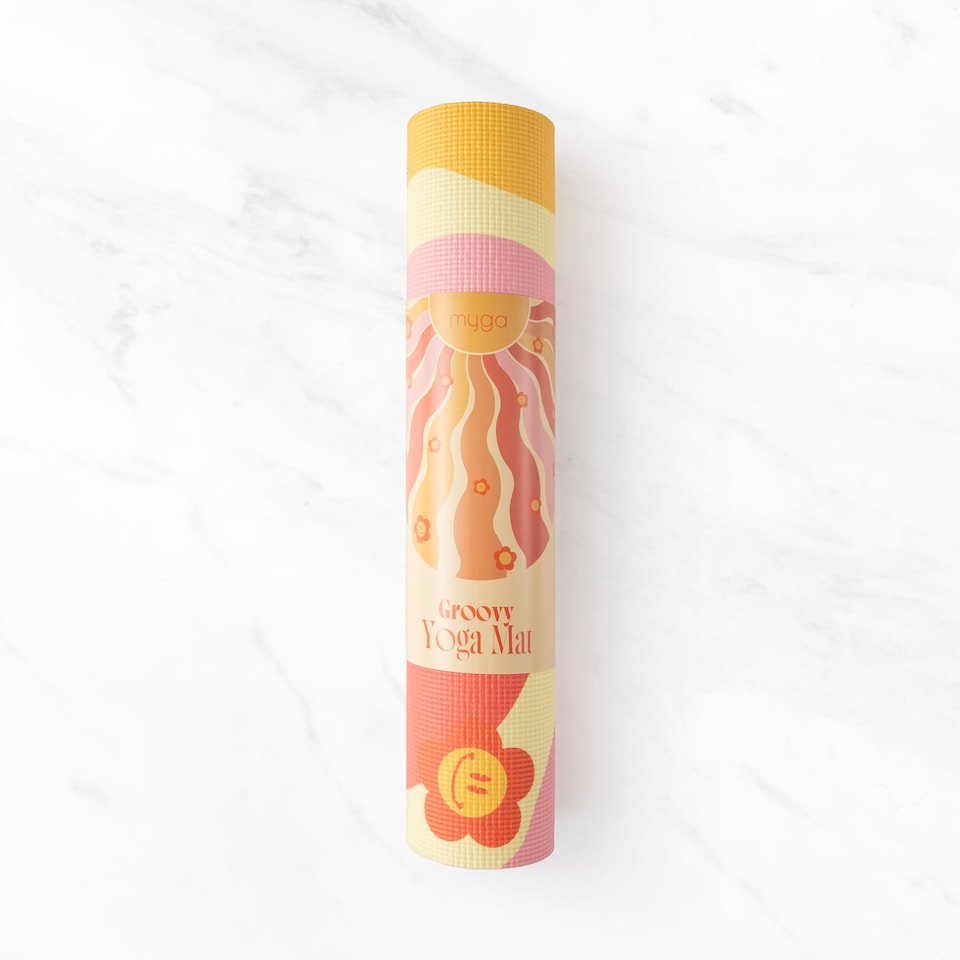 image 1 of Myga Groovy Print Yoga Mat | Orange