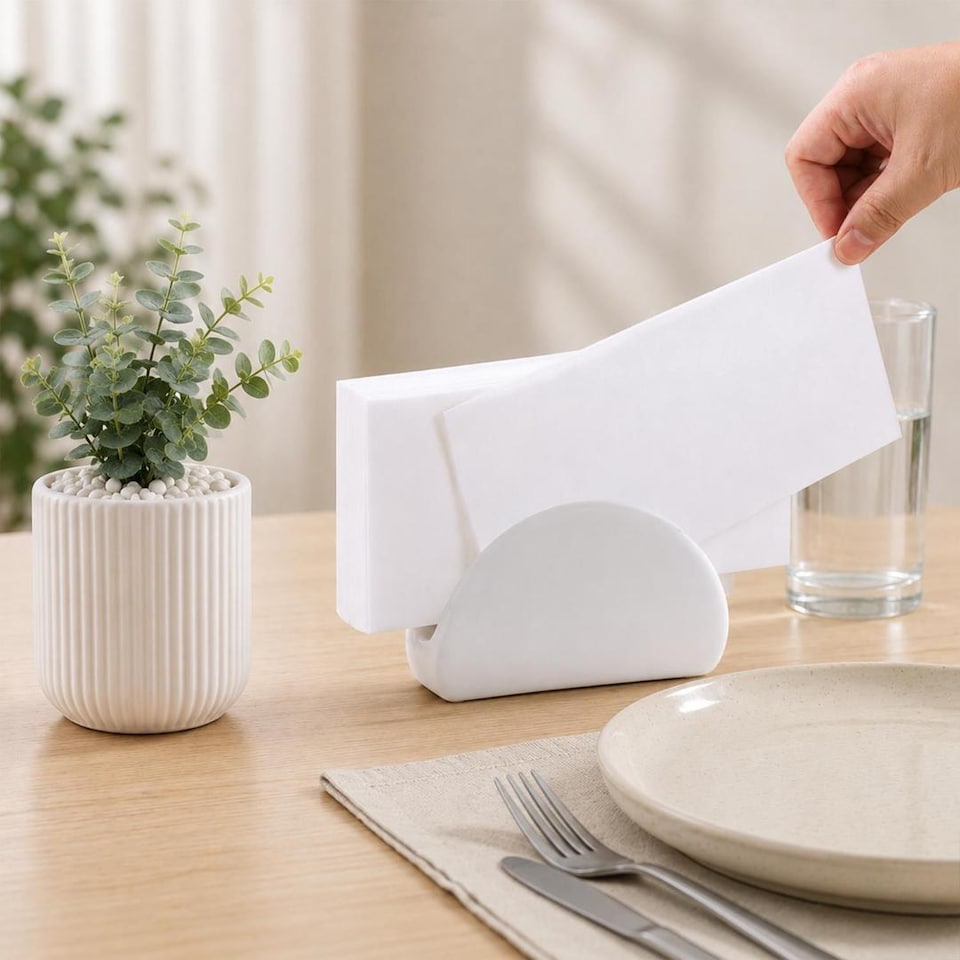 image 1 of ECONX White Paper Napkins 40cm 2 Ply Strong Paper Napkins Tissue Serviettes Cocktail Napkins Pack of 2000