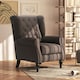 image 2 of HOMCOM Accent Chair Wingback Armchair Retro Tufted Club Wood Fabric, Brown