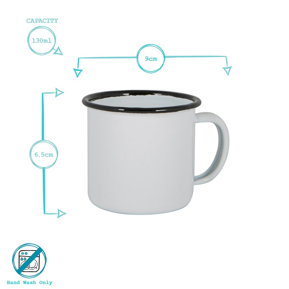 image 1 of Argon Tableware White Enamel Espresso Cups - 130ml - Black - Pack of 6 | Black | Black