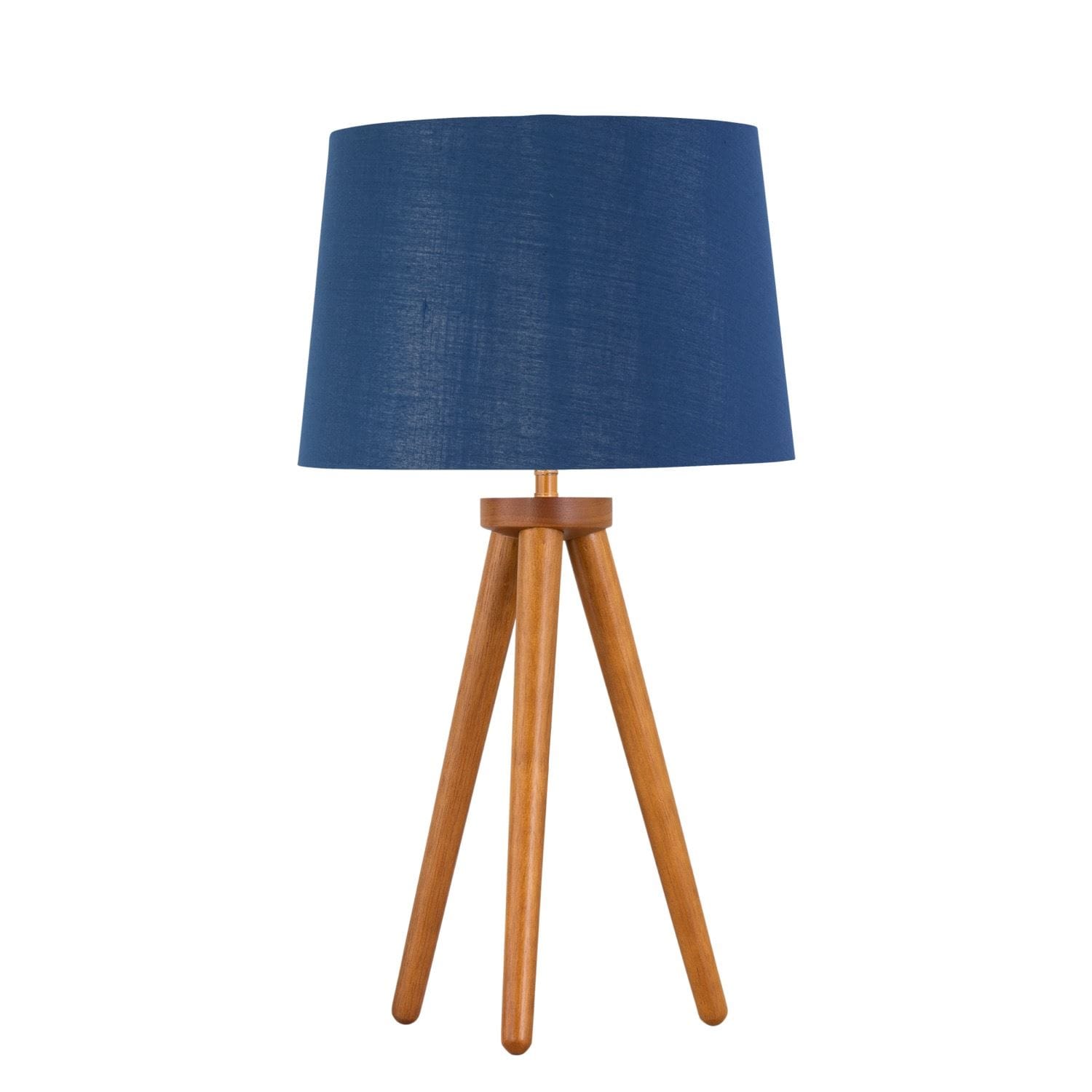 First Choice Lighting Voyage - Dark Oak Table Lamp or Bedside Light with Navy & Silver Shade in Brown