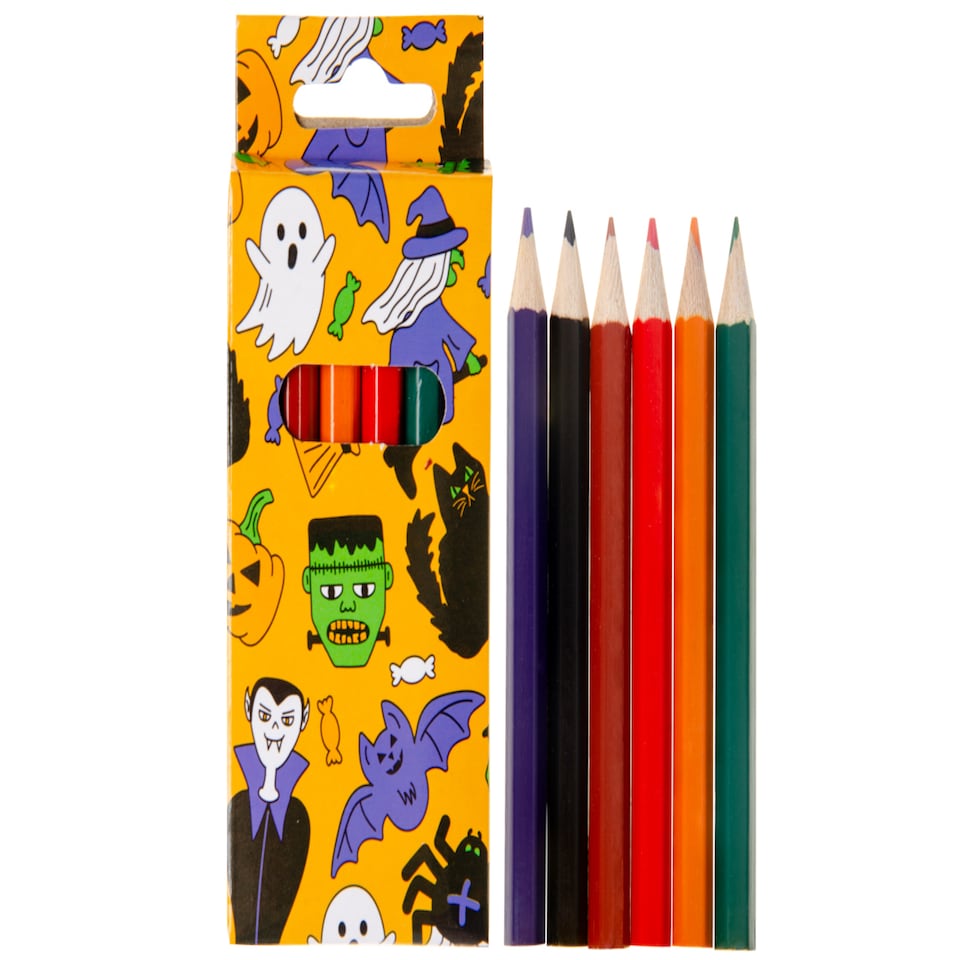 image 1 of 12 Pack of 6 Pieces Halloween Colored Pencils 9cm