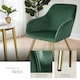 image 4 of Chair Marilyn - with armrests, padded, velvet look, golden steel legs - per piece Green | Dark Green/Gold