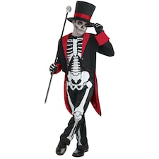 Bristol Novelty Childrens/Kids Mr Bone Jangles Halloween Costume - Black/White/Red - M M