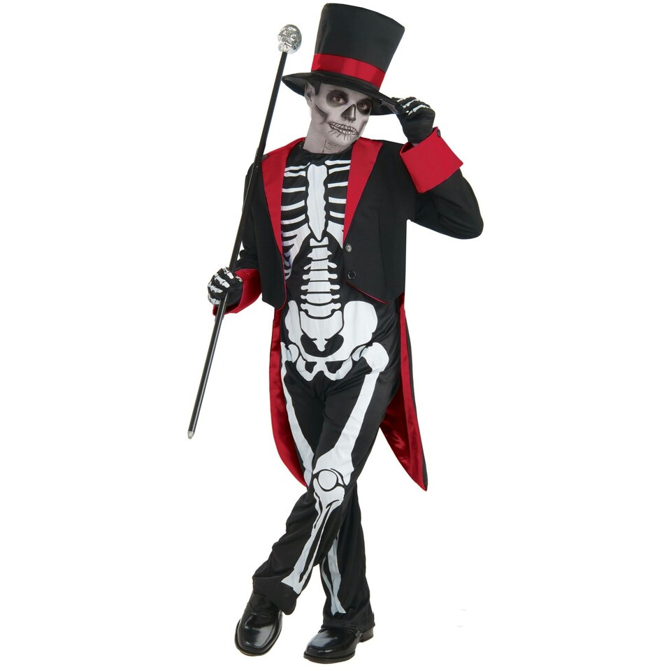 image 1 of Bristol Novelty Childrens/Kids Mr Bone Jangles Halloween Costume - Black/White/Red - M M