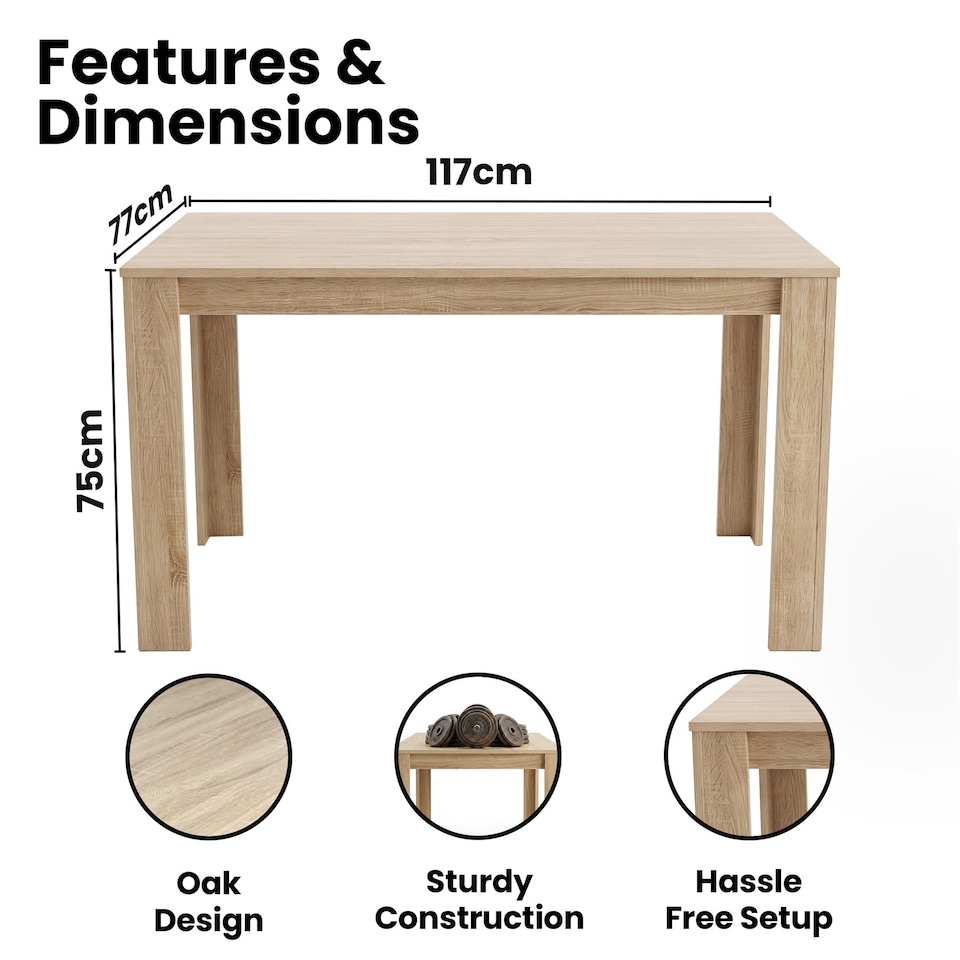 Light Table Standard Dining Table Set with 4 Beige Velvet Chairs & BDB, Rectangular Light ...