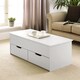 image 2 of Wooden Coffee Table With Lift Up Top and 2 Large Storage Drawers Bruges | White