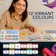 image 4 of 12pc Glass Paint Set with Palette & 3 Brushes – Vibrant Paints for Glass, Jars, Mirrors, Frames, Candle Holders & Creative Crafts