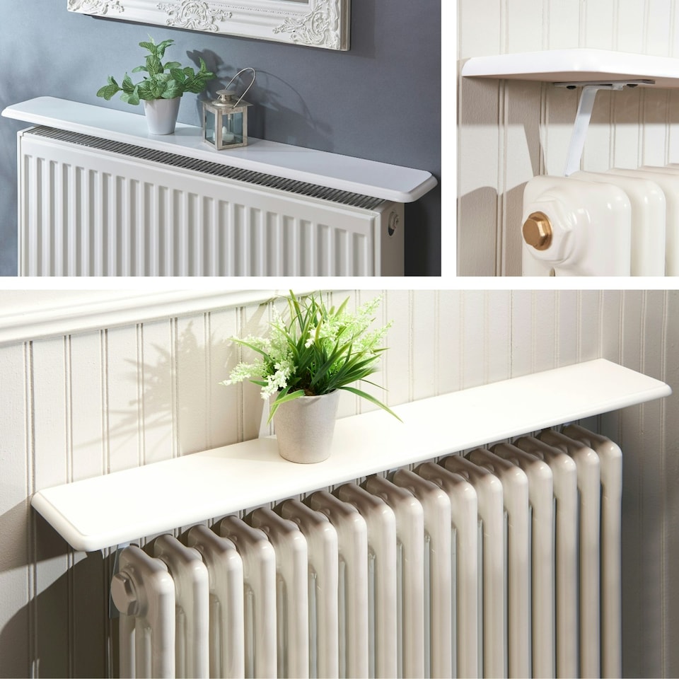 image 1 of Greenhurst White Radiator Shelves – Easy Fit Design with No Drilling, Available in 60cm, 91cm & 115cm Sizes White | 115.5