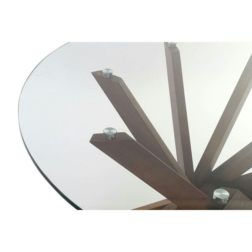 image 1 of Dining Table DKD Home Decor Crystal Brown Transparent Walnut 120 x 120 x 76 cm