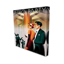 Couple at a party in the style of the early 20th century. Retro party (Canvas Prints) 102cm x 76cm