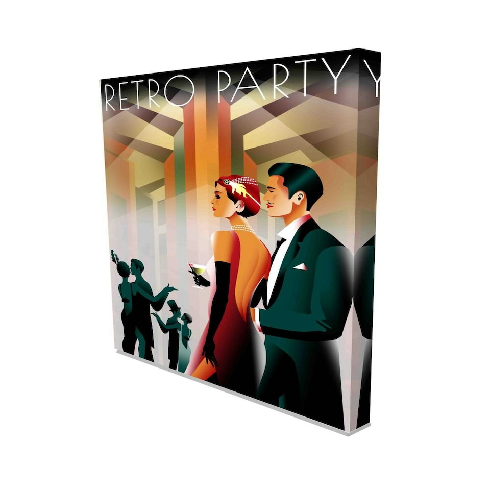 image 1 of Couple at a party in the style of the early 20th century. Retro party (Canvas Prints) 102cm x 76cm