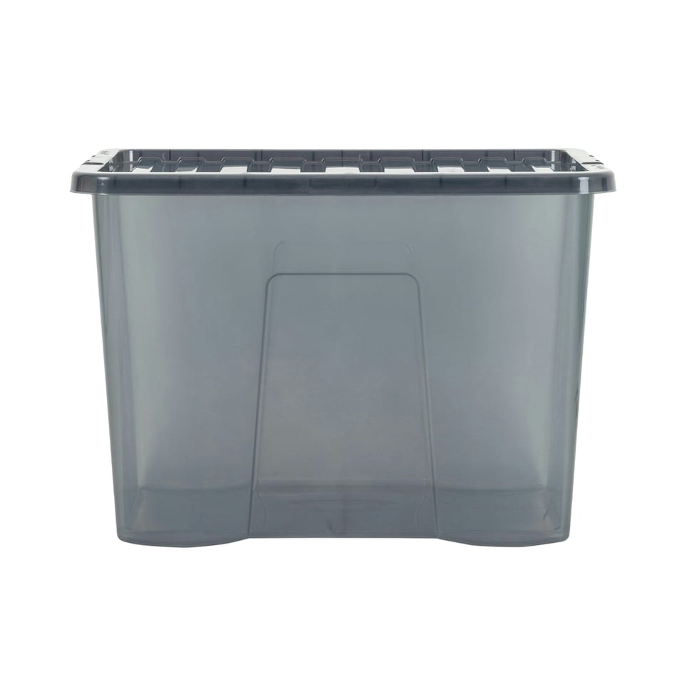 image 1 of Wham Crystal 5 x 80L Stackable Plastic Storage Boxes with Lids Black