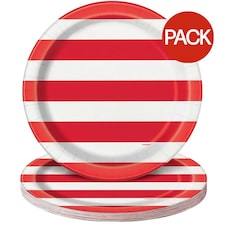 Unique Party Stars & Stripes 4th of July Party Plates (Pack of 8) - White/Red - One Size