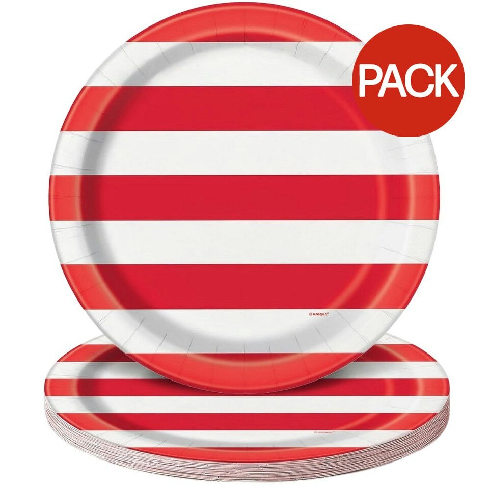 image 1 of Unique Party Stars & Stripes 4th of July Party Plates (Pack of 8) - White/Red - One Size