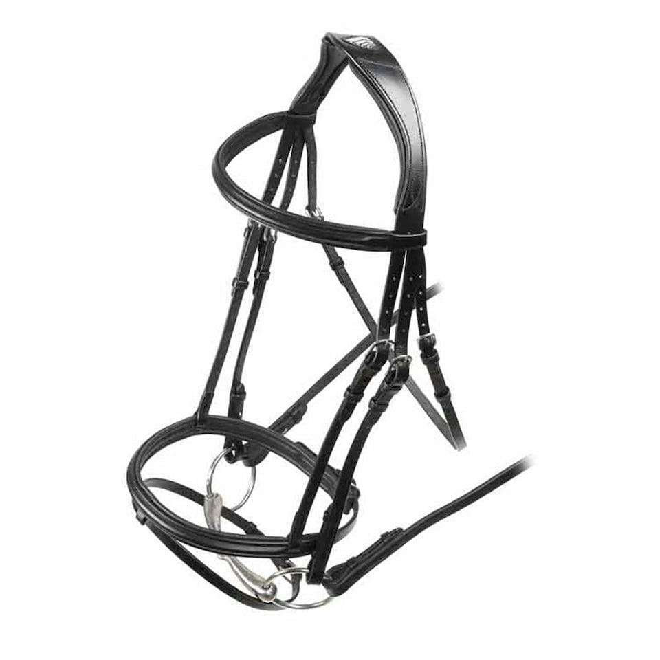 image 1 of Velociti Raised Flash Leather Horse Bridle - Black - Pony