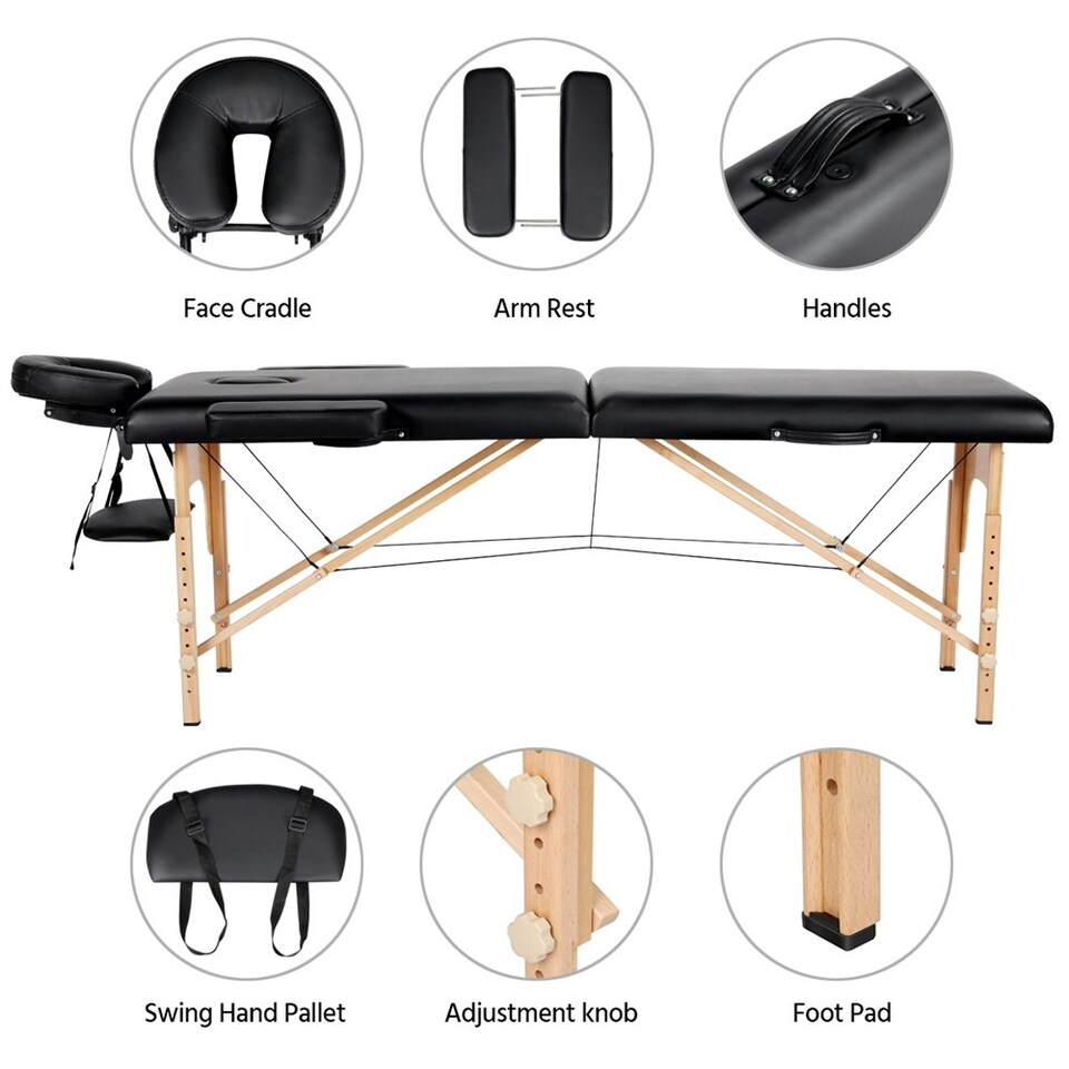 image 1 of Yaheetech 2 Sections Folding Massage Bed with Hand Pallet