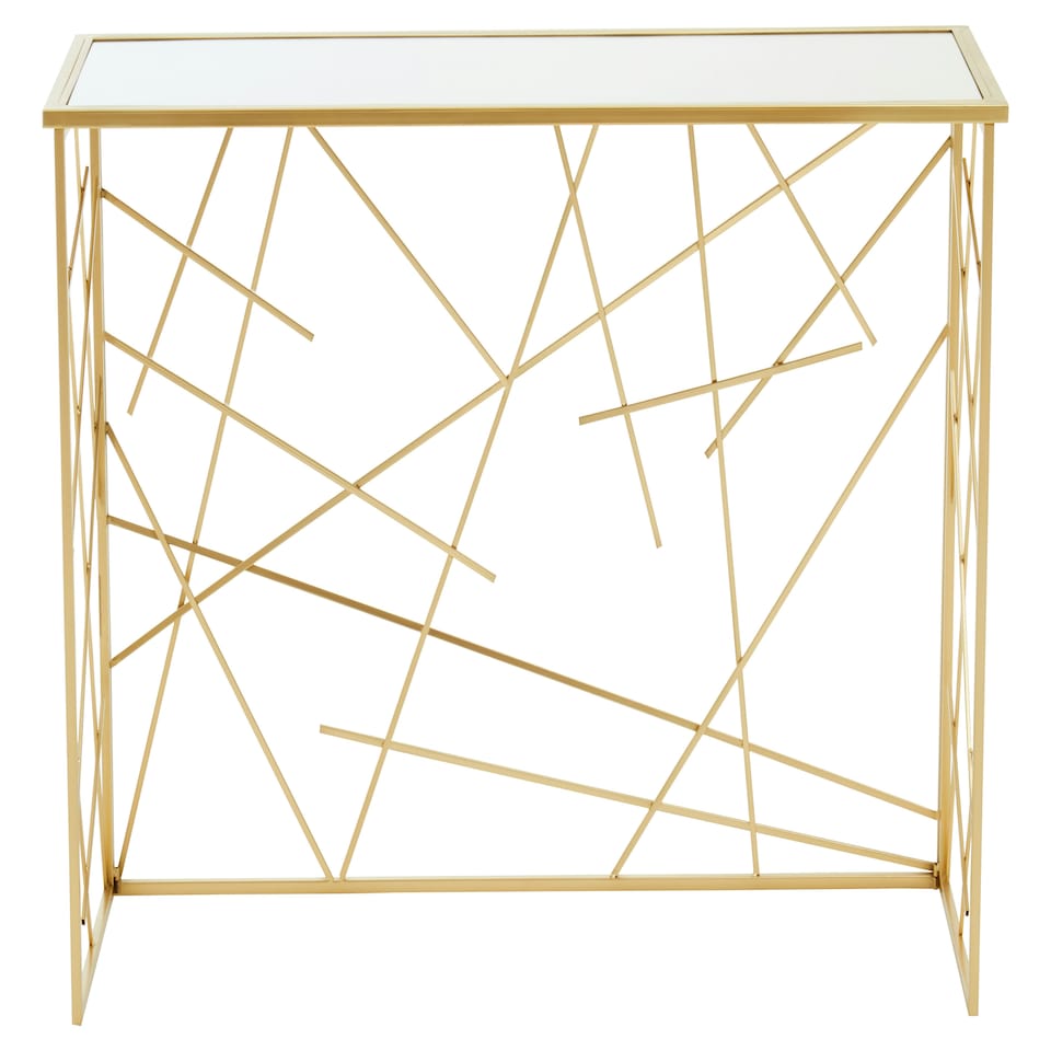 image 1 of Interiors By Premier Sleek Champagne Gold Finish Console Table With Mirror Top, Sturdy  Hallway Table, Decorative Surface Table Gold