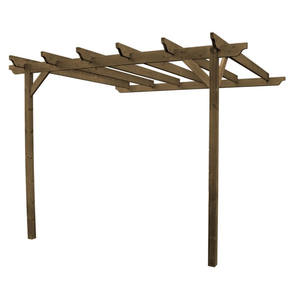 image 1 of Wall Mounted Garden Pergola - Wood - L240 x W480 x H270 cm - Rustic Brown