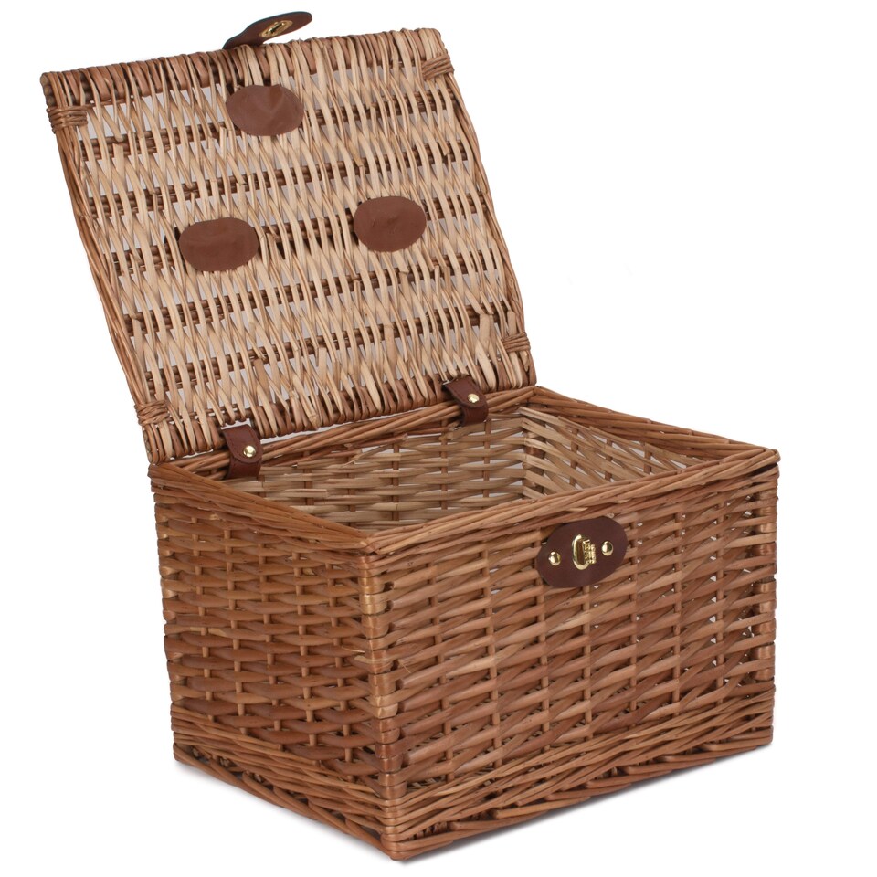 image 1 of Light Steamed 35cm Wicker Chest Hamper | Brown | Brown | One Size