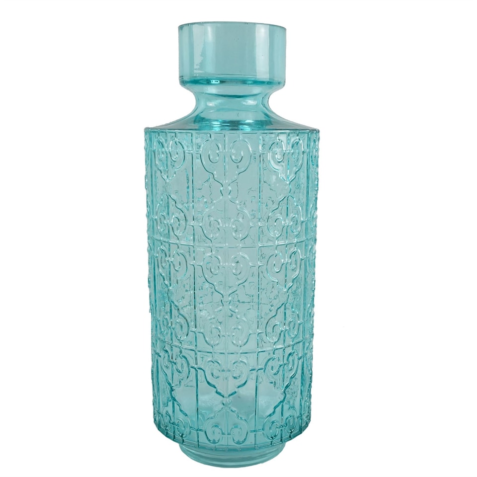 image 1 of 40cm Tall Turquoise Glass Vase | Green | 40