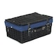 image 2 of 46cm Empty Willow Wicker Picnic Basket with Lining Blue | Blue | One Size