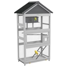 PawHut Bird Cage w/ Stands for Finches, Parakeets, Small Birds - Grey