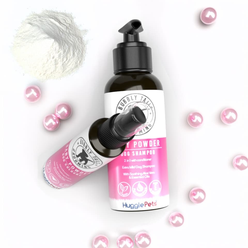 image 1 of HugglePets Bubbly Tails Bundle Dog Shampoo & Cologne - Baby Powder