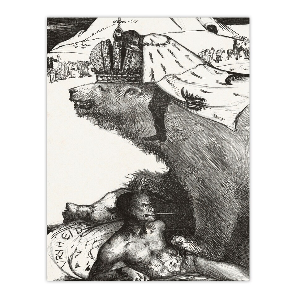 image 1 of Richard Roland Holst Framed Wall Art Tsar Nicholas II on the Russian Bear