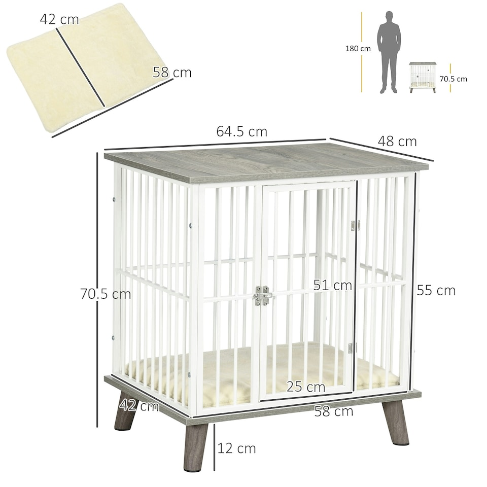 image 1 of PawHut Dog Crate Furniture, Indoor Dog Kennel Side End Table, 64.5x48x70.5 cm