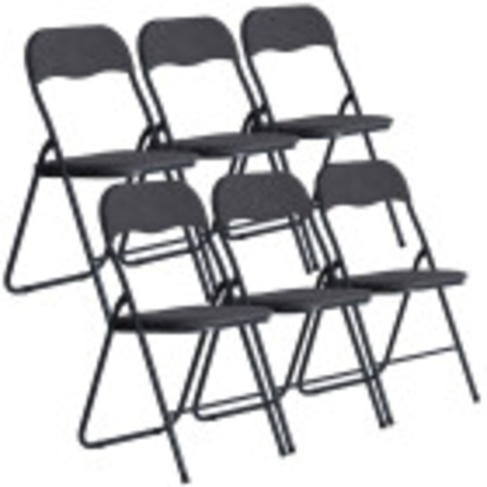 image 1 of 6 Pc Folding Lightweight Chair Set Portable Metal Frame PVC Velvet Ribcord Seats | Multi | Dark Grey