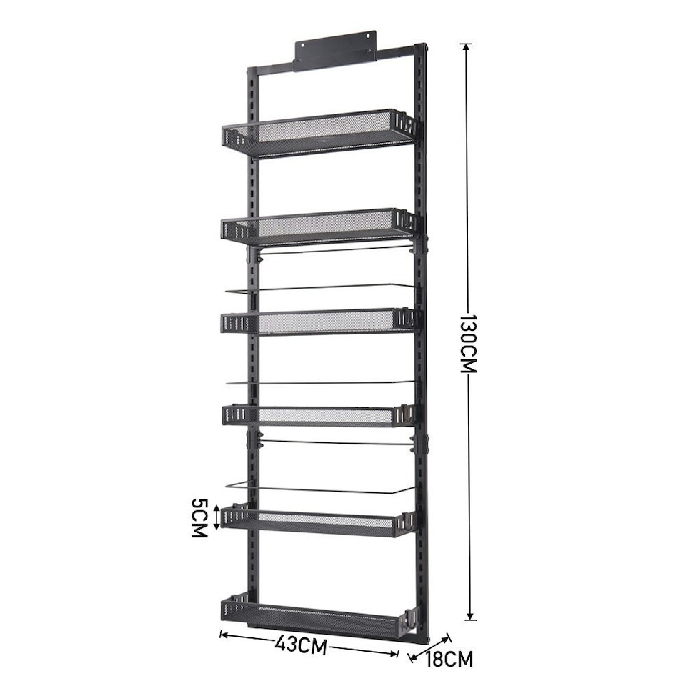 image 1 of Living and Home Black Steel Over-the-Door Kitchen Pantry Organiser