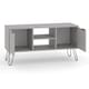 image 6 of Augusta Pine 2-Door Wide TV Unit - Wooden Media Cabinet with Hairpin Legs and Rustic Finish | Grey | Grey | 1