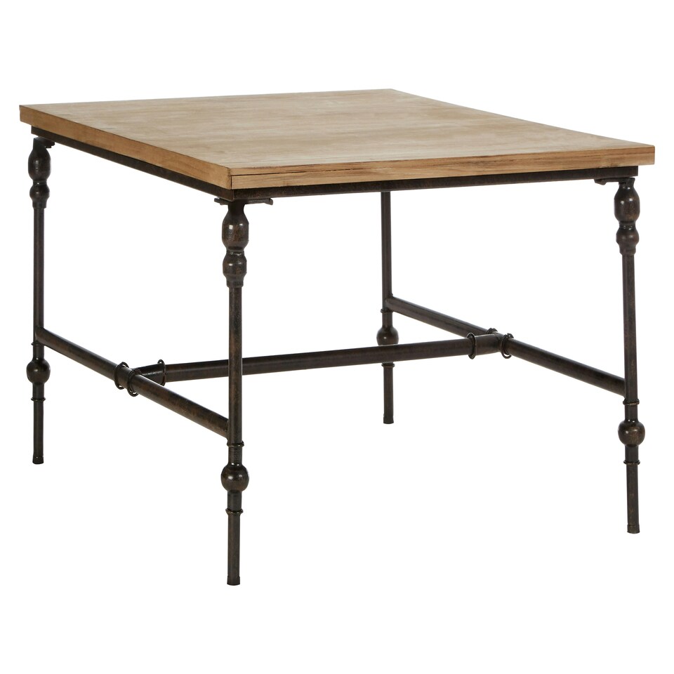 image 1 of Interiors by Premier Wood Top Coffee Table, Industrial Style Coffee table, Square Coffee Table, Wood Top Metal Coffee Table Cream