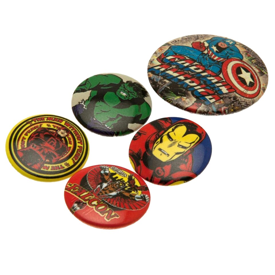 image 1 of Marvel Comics Button Badge Set - Multi-colour - One Size