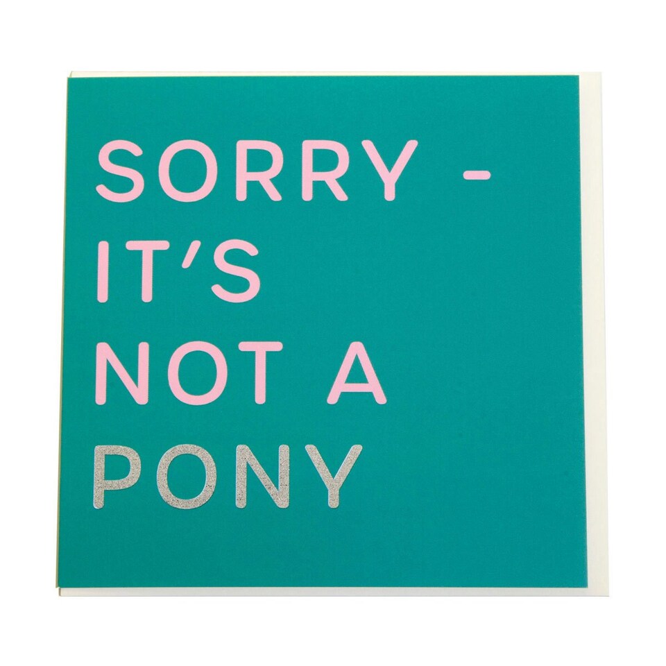 Gubblecote Sorry Its Not A Pony Greetings Card - White/Pink - One Size Multi | One Size