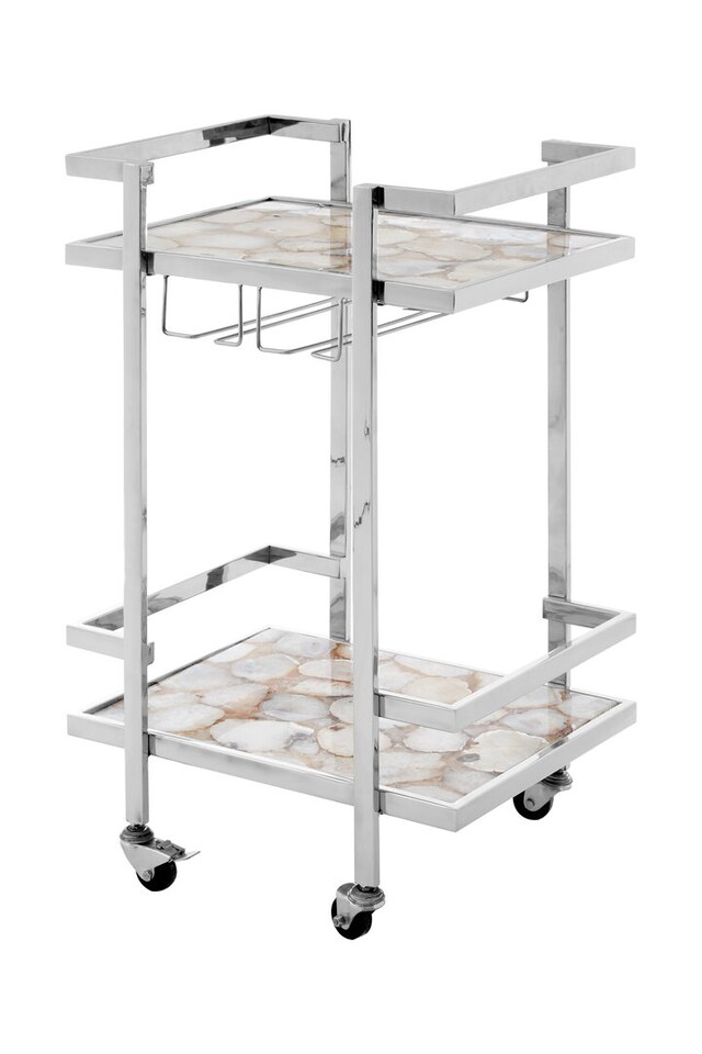 image 1 of Vita White Agate Drinks Trolley