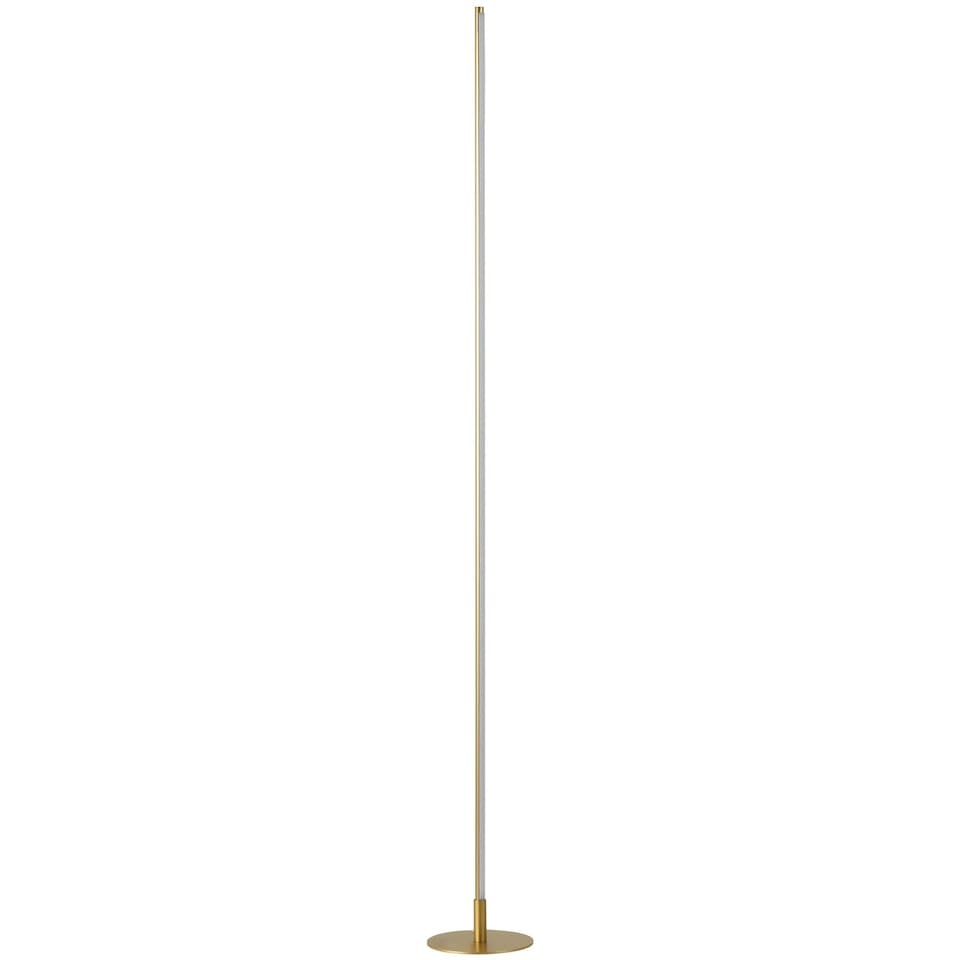 image 1 of Modern Sleek Stick Style LED Standard Floor Lamp in Brush Gold with Foot Dimmer