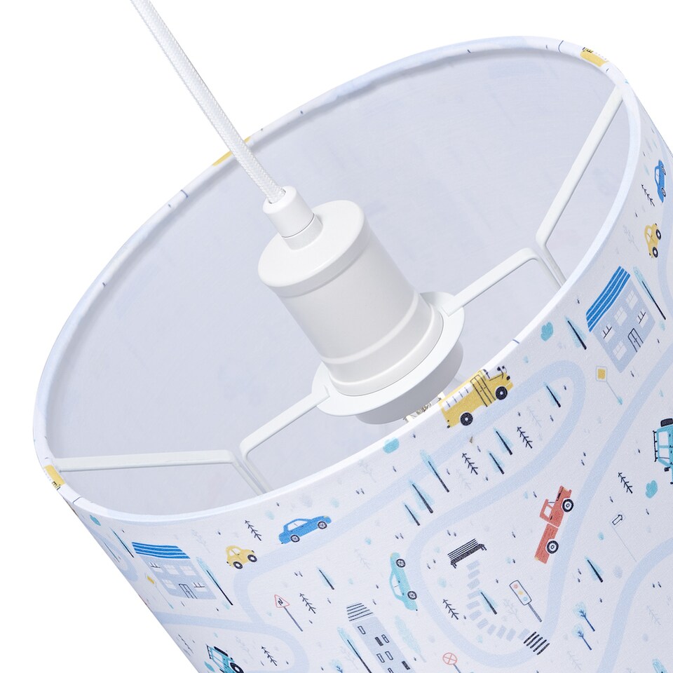 image 1 of Little Ones Play Village Lamp Shade - Town City Car Roads Map with Cars & Trucks | Multi | 10"