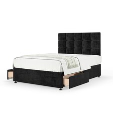 Memory Maestro Memory Foam Black Naples Velvet 2 Drawer Divan Set And Pearl Headboard Small Single
