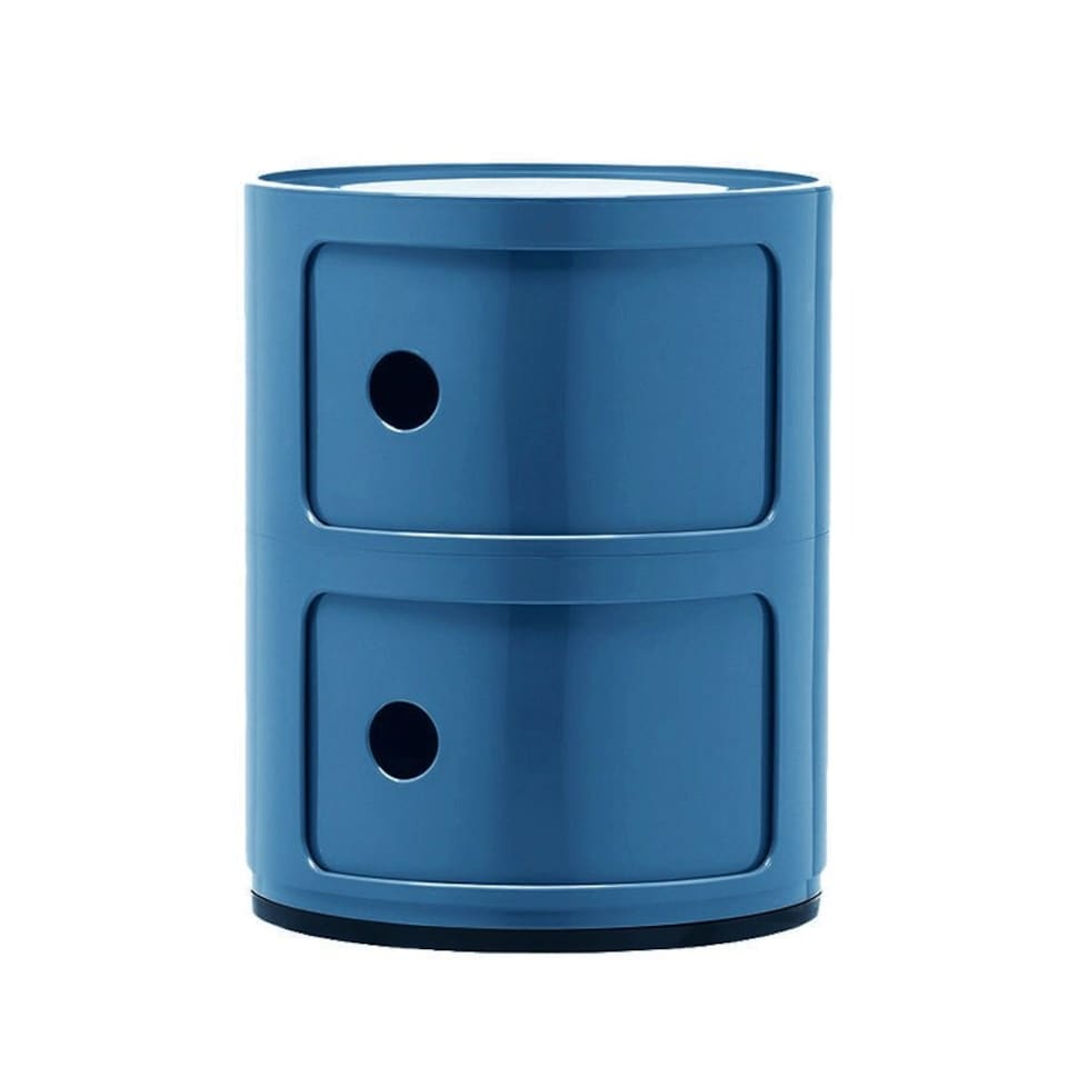 image 1 of Living and Home Cylindrical 2-Tiered Plastic Storage Drawer Unit, Blue
