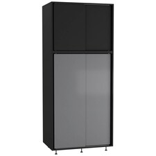 180cm 4 Sliding Doors Wardrobe Bedroom Storage Closet Hanging Rail Cupboard Unit | Multi | Black with Grey Doors | 1