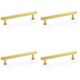 image 1 of 4 PACK - Straight Square Bar Pull Handle - Satin Brass 128mm Centres SOLID BRASS Drawer