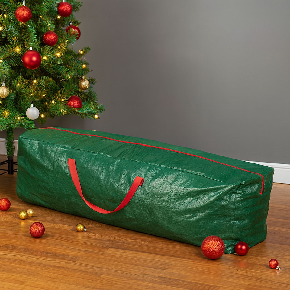 image 1 of Neo Christmas Tree Storage Bag for Artificial Trees Up to 9ft Heavy Duty Full Zip Strong Handles Durable Material 120cm Long Decoration | Green | Green | 120 x 25 x 43cm | 1