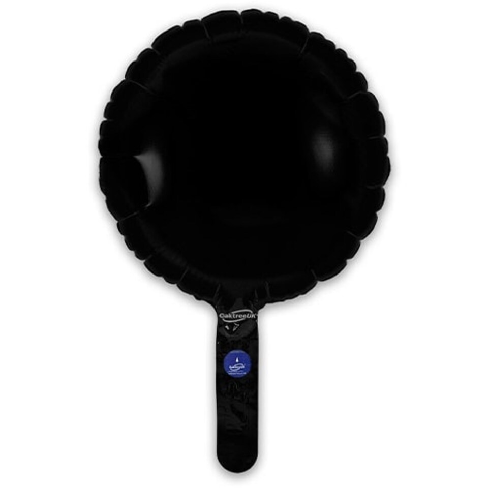 Black Round Air Fill Foil Balloon 23cm / 9 in - Pack of 5